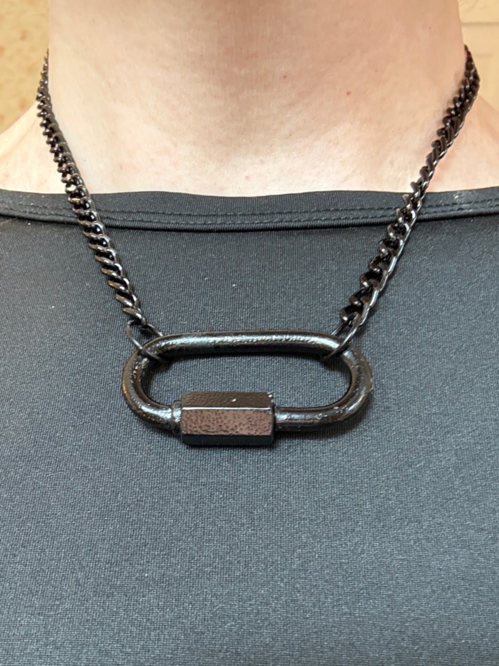 Hand-Crafted Black Industrial Carabiner Necklace - Unbranded